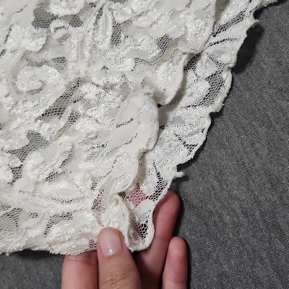 Vintage Sheer Floral Lacey Lingerie Ivory Cream Slip Chemise Tank Mini Dress - Picture 15 of 15